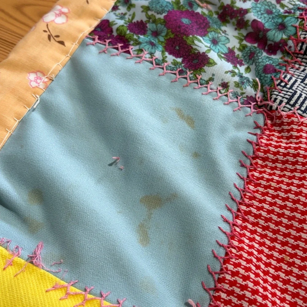 Handmade patchwork quilt throw blanket